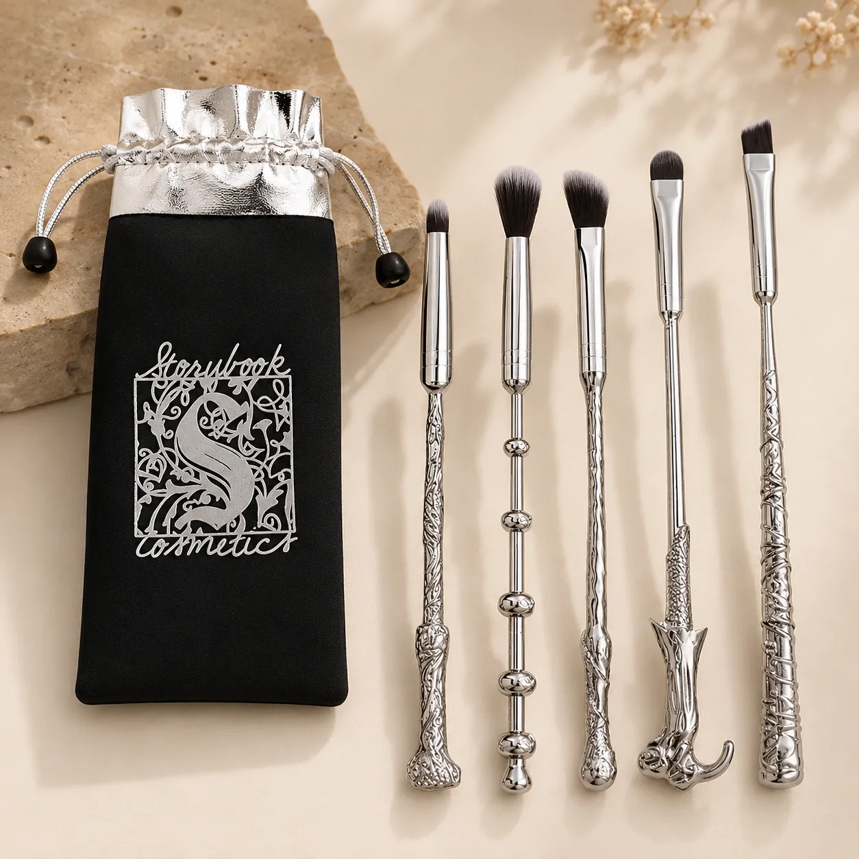 Hogwarts Legacy silver makeup brush set