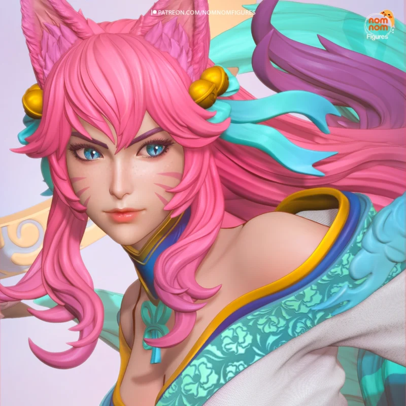 league-of-legends-ahri-spirit-blossom-action-figure-bust-model-by-nomnom-figures-3d-printed-resin-garage-kit