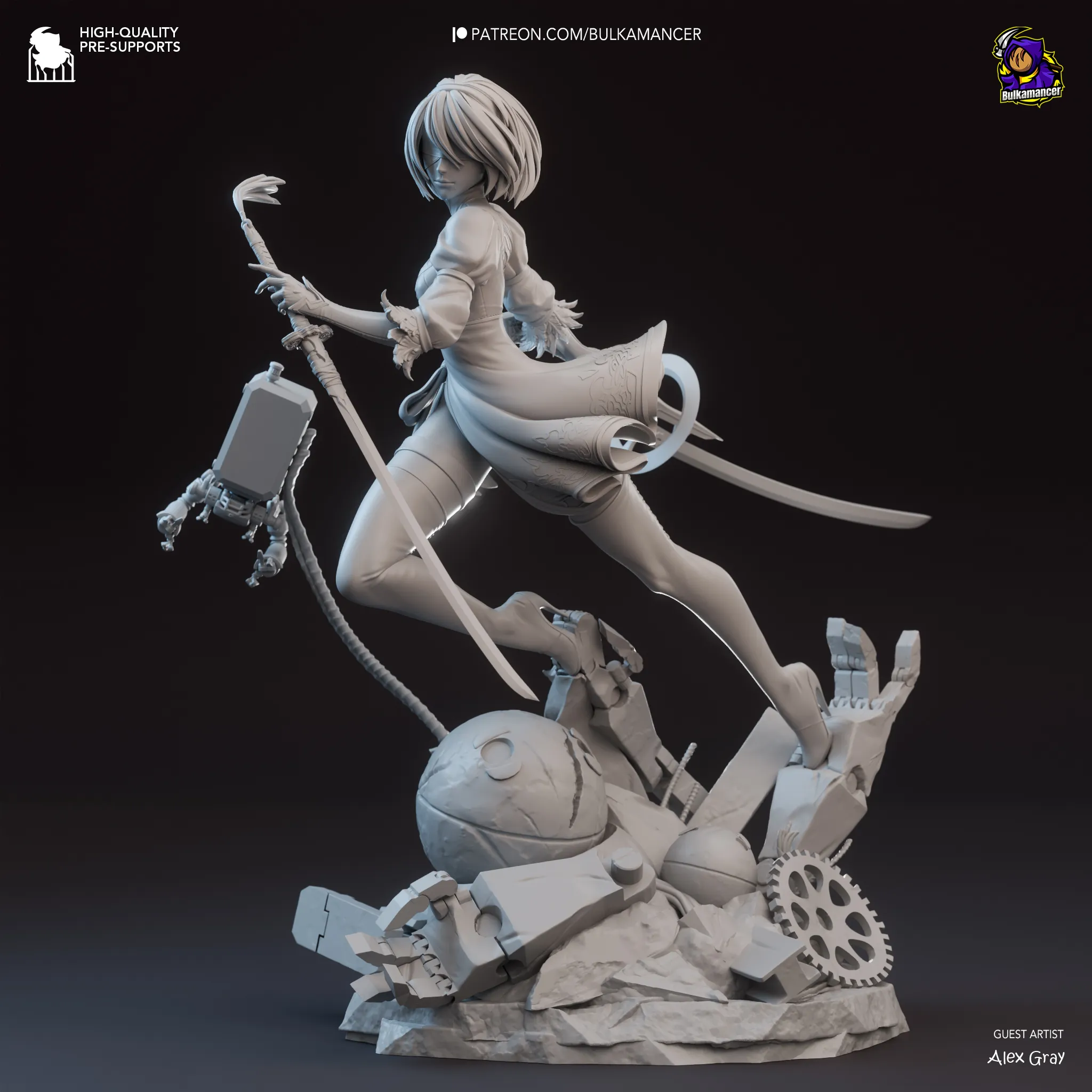 NieR:Automata 2B イブニングドレス ガレージキット 51cm NieR Automata 2B Action Figure – Resin Garage Kit Statue