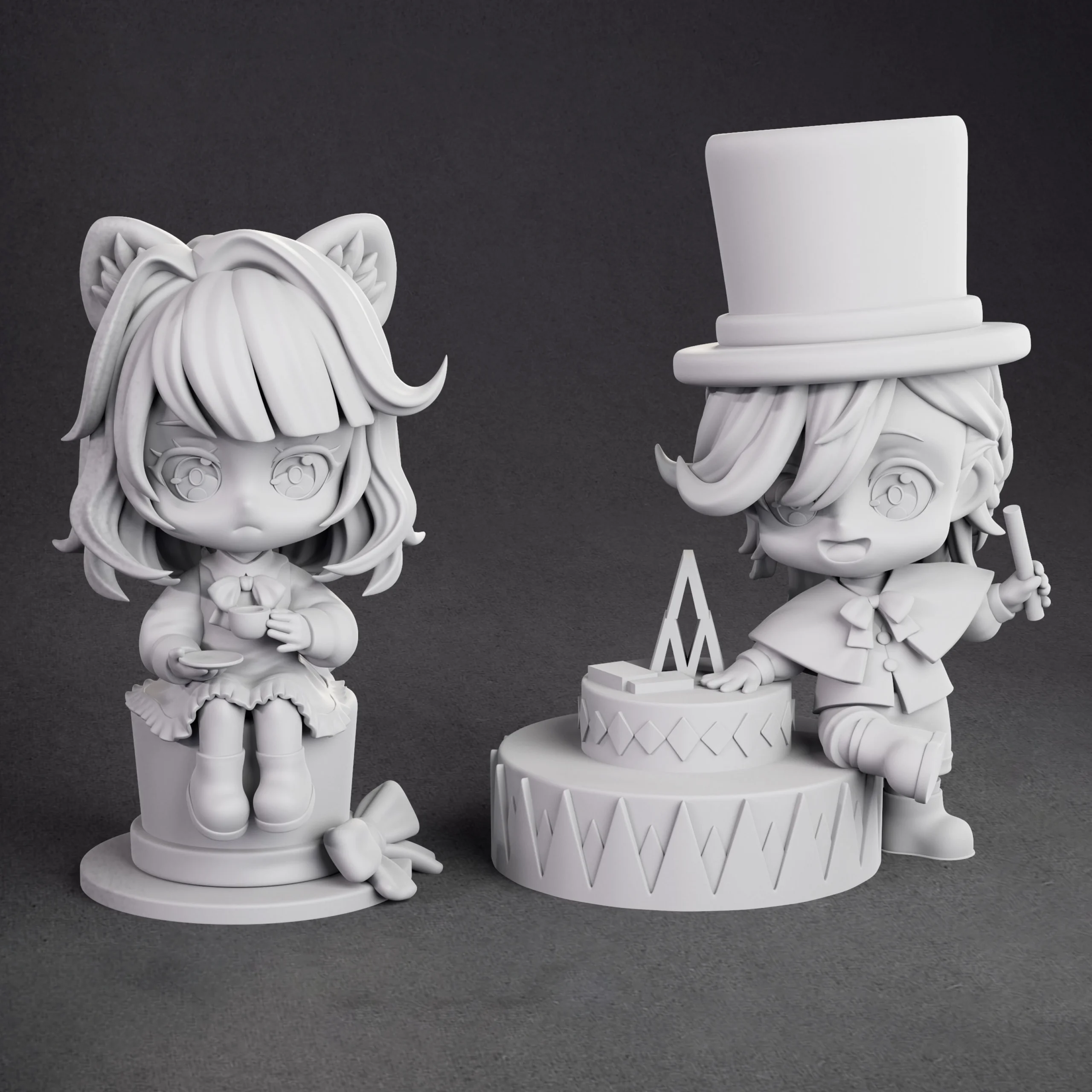 Genshin Impact Lyney & Lynette Chibi Figure Diorama