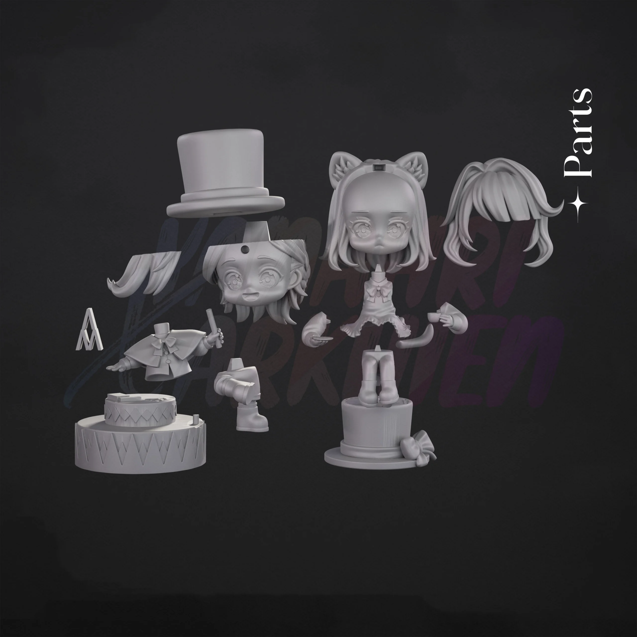 Genshin Impact Lyney & Lynette Chibi Figure Diorama